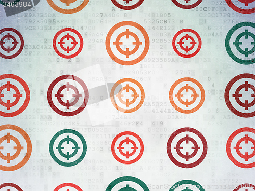 Image of Finance concept: Target icons on Digital Paper background