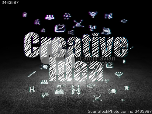 Image of Business concept: Creative Idea in grunge dark room