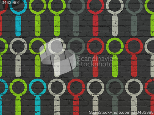 Image of Web design concept: Search icons on wall background