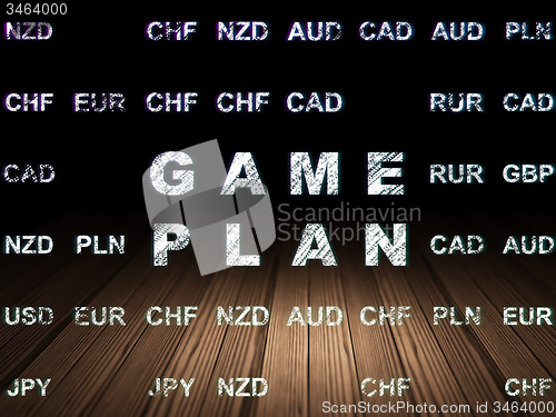 Image of Finance concept: Game Plan in grunge dark room