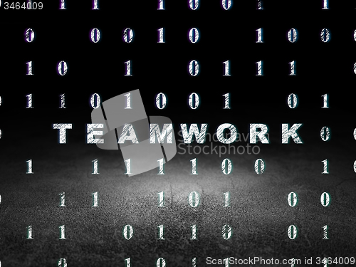 Image of Finance concept: Teamwork in grunge dark room