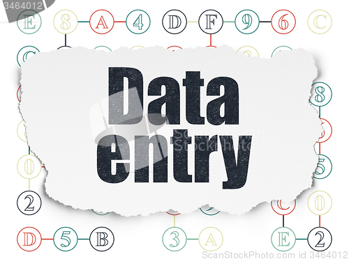 Image of Information concept: Data Entry on Torn Paper background