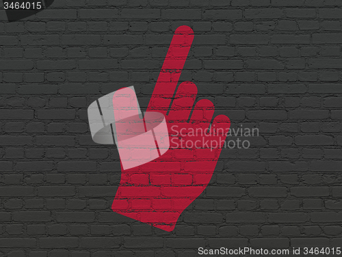 Image of Social media concept: Mouse Cursor on wall background