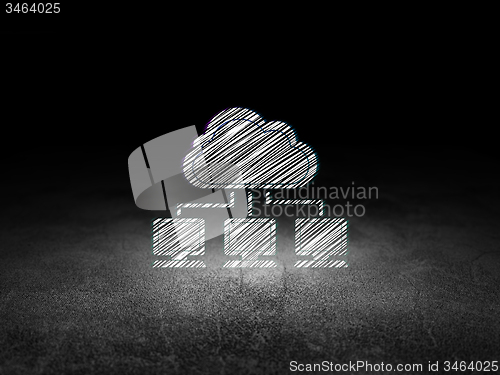Image of Cloud networking concept: Cloud Network in grunge dark room