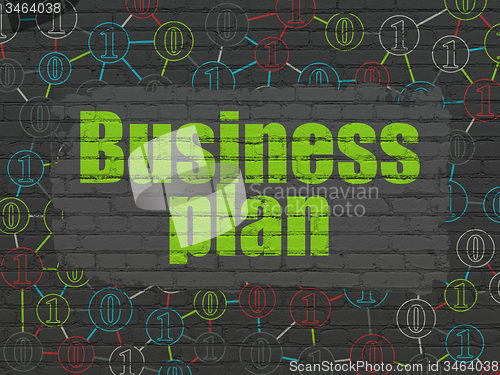 Image of Business concept: Business Plan on wall background