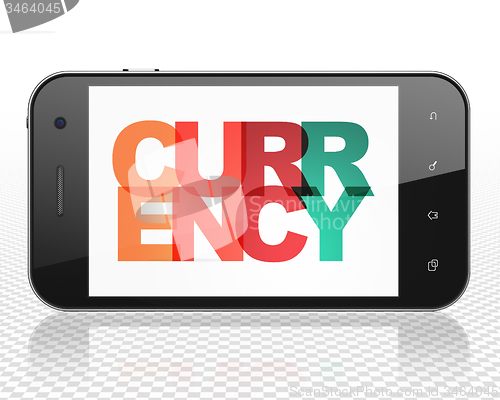 Image of Currency concept: Smartphone with Currency on  display