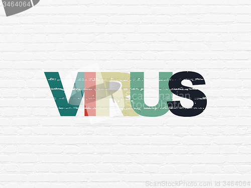 Image of Protection concept: Virus on wall background