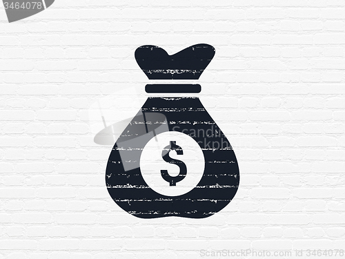 Image of Business concept: Money Bag on wall background