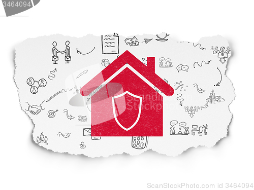 Image of Finance concept: Home on Torn Paper background