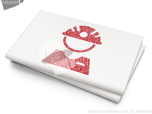 Image of Manufacuring concept: Factory Worker on Blank Newspaper background