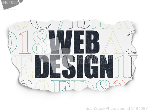 Image of Web design concept: Web Design on Torn Paper background
