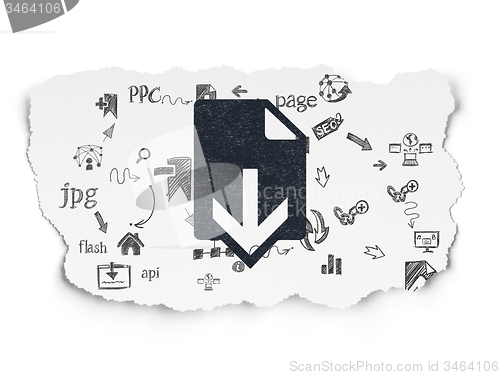 Image of Web design concept: Download on Torn Paper background