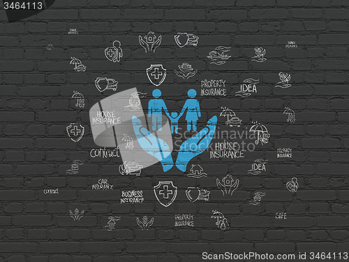 Image of Insurance concept: Family Insurance on wall background