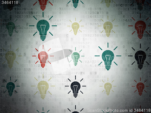 Image of Finance concept: Light Bulb icons on Digital Paper background