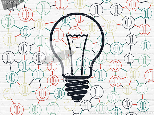 Image of Finance concept: Light Bulb on wall background