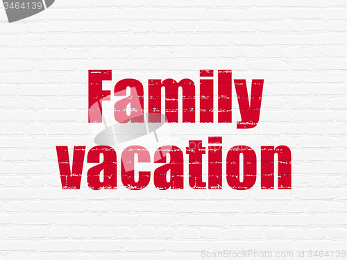 Image of Vacation concept: Family Vacation on wall background