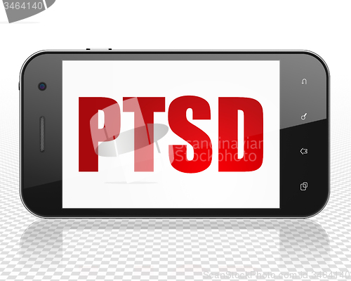 Image of Healthcare concept: Smartphone with PTSD on display