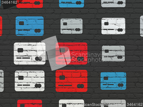 Image of Finance concept: Credit Card icons on wall background