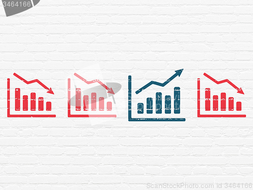 Image of Finance concept: growth graph icon on wall background