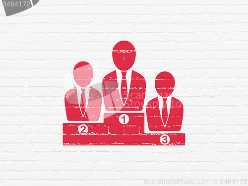 Image of News concept: Business Team on wall background