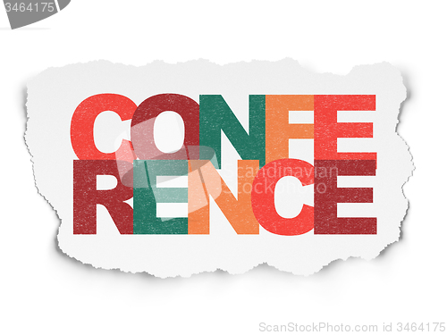Image of Finance concept: Conference on Torn Paper background