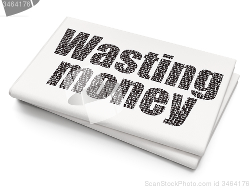 Image of Banking concept: Wasting Money on Blank Newspaper background