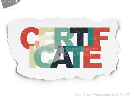 Image of Law concept: Certificate on Torn Paper background