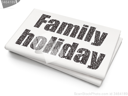 Image of Tourism concept: Family Holiday on Blank Newspaper background