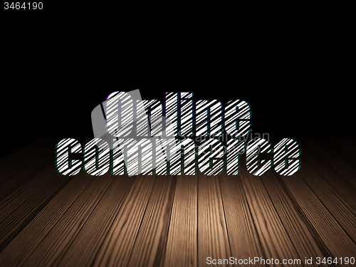 Image of Business concept: Online Commerce in grunge dark room