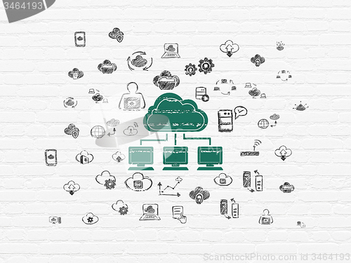 Image of Cloud computing concept: Cloud Network on wall background