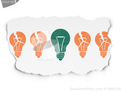 Image of Business concept: light bulb icon on Torn Paper background
