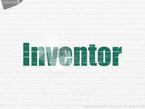 Image of Science concept: Inventor on wall background