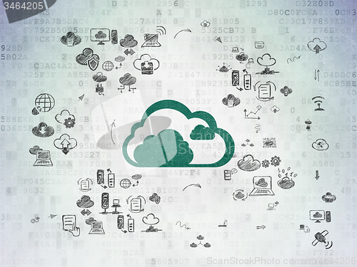 Image of Cloud computing concept: Cloud on Digital Paper background