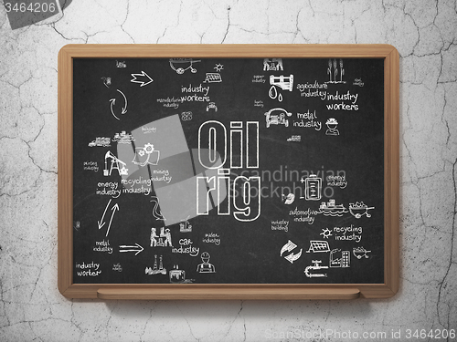 Image of Manufacuring concept: Oil Rig on School Board background