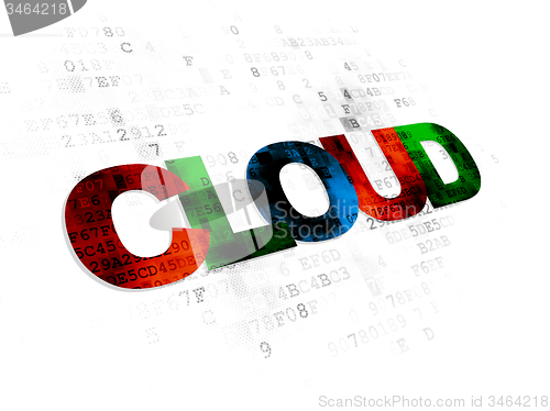 Image of Cloud technology concept: Cloud on Digital background