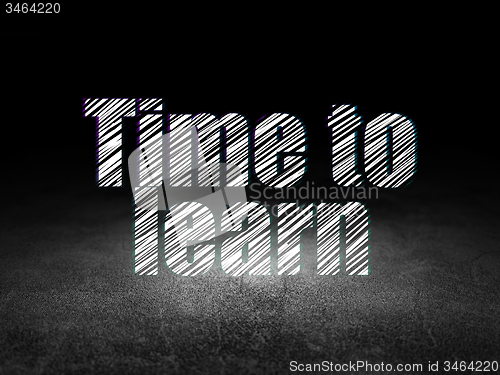 Image of Studying concept: Time to Learn in grunge dark room