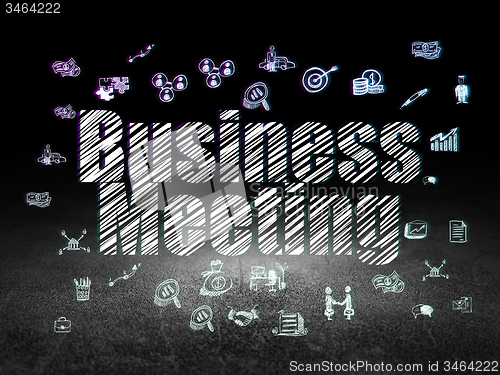 Image of Business concept: Business Meeting in grunge dark room