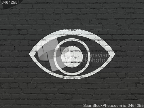 Image of Privacy concept: Eye on wall background