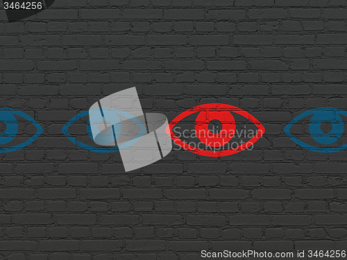 Image of Security concept: eye icon on wall background