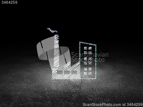 Image of Finance concept: Industry Building in grunge dark room