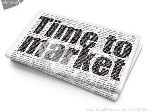 Image of Time concept: Time to Market on Newspaper background