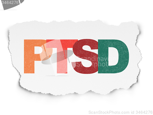 Image of Healthcare concept: PTSD on Torn Paper background