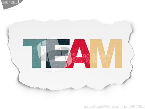 Image of Finance concept: Team on Torn Paper background