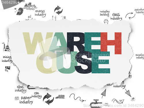 Image of Manufacuring concept: Warehouse on Torn Paper background