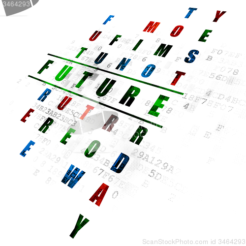 Image of Time concept: word Future in solving Crossword Puzzle