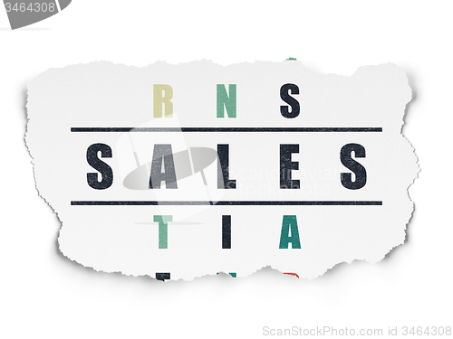 Image of Advertising concept: word Sales in solving Crossword Puzzle