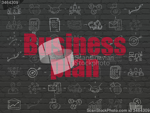 Image of Finance concept: Business Plan on wall background