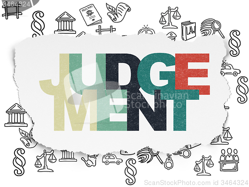 Image of Law concept: Judgement on Torn Paper background