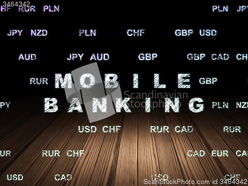 Image of Money concept: Mobile Banking in grunge dark room