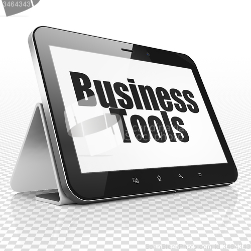 Image of Business concept: Tablet Computer with Business Tools on display
